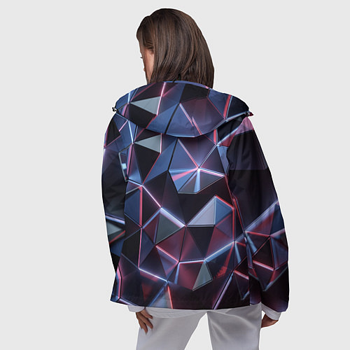 Женская ветровка Неоновые геометрические плиты / 3D-Черный – фото 4