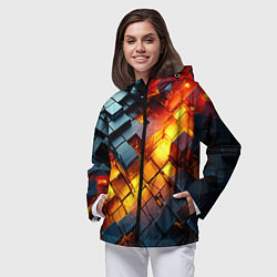 Ветровка с капюшоном женская Трехмерные кубики с разрушением, цвет: 3D-черный — фото 2
