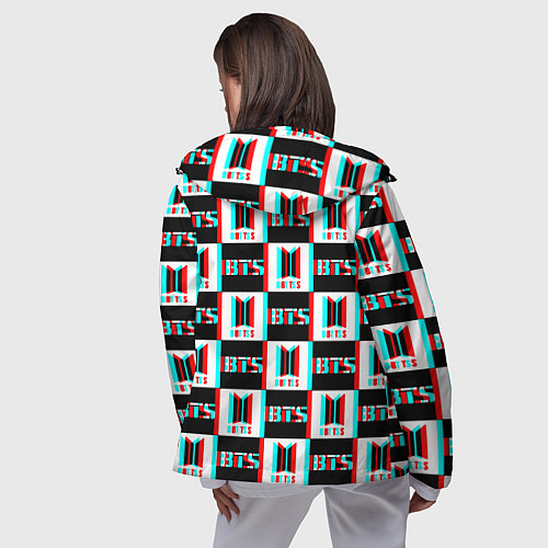 Женская ветровка BTS glitch pattern / 3D-Черный – фото 4