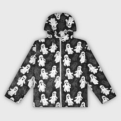 Ветровка с капюшоном женская Паттерн с призраками, цвет: 3D-белый