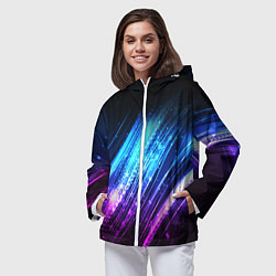 Ветровка с капюшоном женская Неоновые звёзды текстура, цвет: 3D-белый — фото 2