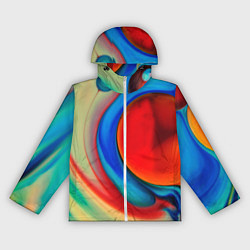 Ветровка с капюшоном женская Жидкие цветные краски, цвет: 3D-белый