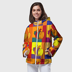 Ветровка с капюшоном женская Тыква разноцветная, цвет: 3D-белый — фото 2