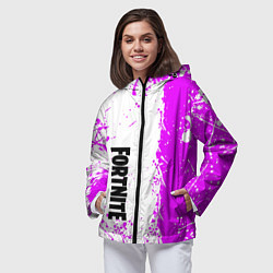 Ветровка с капюшоном женская Fortnite pink color, цвет: 3D-черный — фото 2