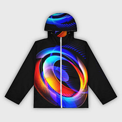 Ветровка с капюшоном женская Оптические иллюзии волны, цвет: 3D-белый