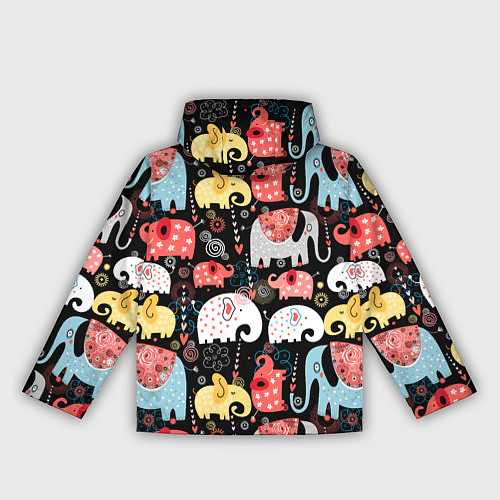 Женская ветровка Цветные слонята паттерн / 3D-Черный – фото 2