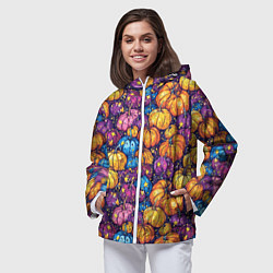 Ветровка с капюшоном женская Тыквенный урожай, цвет: 3D-белый — фото 2