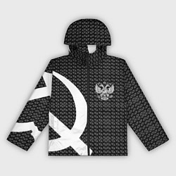 Ветровка с капюшоном женская Герб РФ паттерн стиль ссср, цвет: 3D-черный