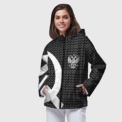 Ветровка с капюшоном женская Герб РФ паттерн стиль ссср, цвет: 3D-черный — фото 2