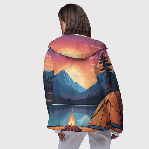 Женская ветровка В лесу с палаткой / 3D-Черный – фото 4