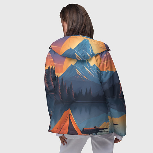 Женская ветровка Палатка на берегу озера / 3D-Черный – фото 4