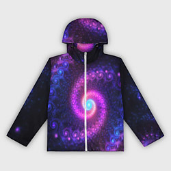 Ветровка с капюшоном женская Фрактальный неон, цвет: 3D-белый