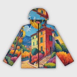 Женская ветровка Живопись яркие домики фовизм