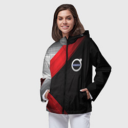 Ветровка с капюшоном женская Volvo metal stripes, цвет: 3D-черный — фото 2