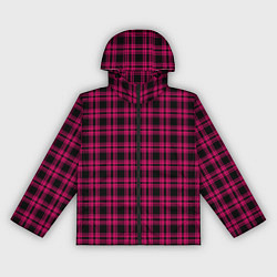 Ветровка с капюшоном женская Клетчатый чёрно-розовый, цвет: 3D-черный