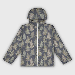 Ветровка с капюшоном женская Паттерн из листьев папоротника, цвет: 3D-белый