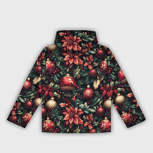 Женская ветровка Паттерн с новогодними украшениями / 3D-Черный – фото 2