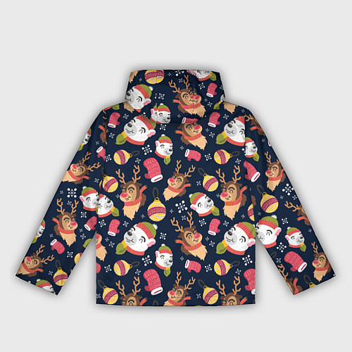 Женская ветровка Новогодний детский паттерн с животными / 3D-Белый – фото 2