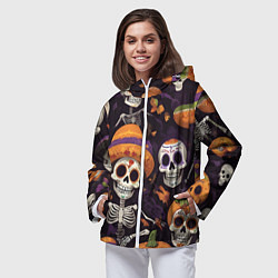 Ветровка с капюшоном женская Страшилки хэллоуин, цвет: 3D-белый — фото 2