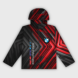 Ветровка с капюшоном женская BMW geometry stripes red, цвет: 3D-черный