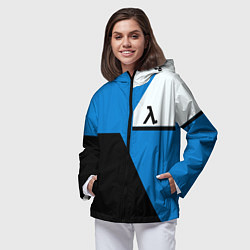 Ветровка с капюшоном женская Half life geometry steel valve, цвет: 3D-черный — фото 2