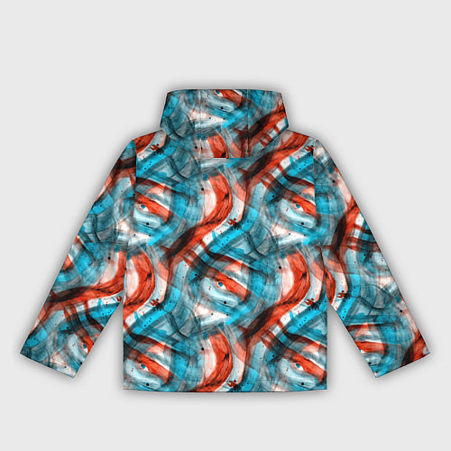 Женская ветровка Акварель голубые и красные мазки / 3D-Черный – фото 2