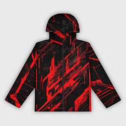 Ветровка с капюшоном женская Red stripes on a black background, цвет: 3D-черный