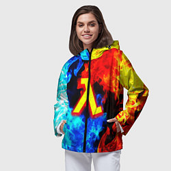 Ветровка с капюшоном женская Халф лайф огненный стиль, цвет: 3D-черный — фото 2