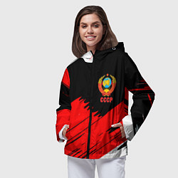 Ветровка с капюшоном женская СССР краски абстрактные текстура, цвет: 3D-черный — фото 2