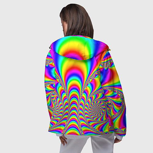 Женская ветровка Оптические иллюзии волны неон / 3D-Черный – фото 4