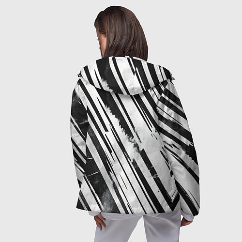 Женская ветровка Платиновые и черные полосы / 3D-Черный – фото 4