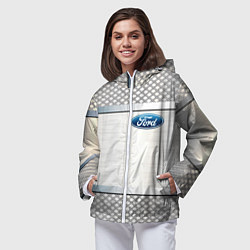 Ветровка с капюшоном женская FORD metal steel auto, цвет: 3D-белый — фото 2