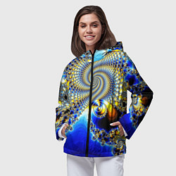 Ветровка с капюшоном женская Фрактальный психоделики узор, цвет: 3D-черный — фото 2