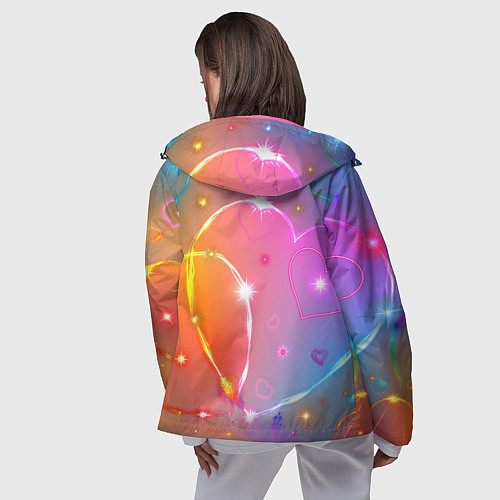 Женская ветровка Неоновые сердца со звездочками / 3D-Черный – фото 4