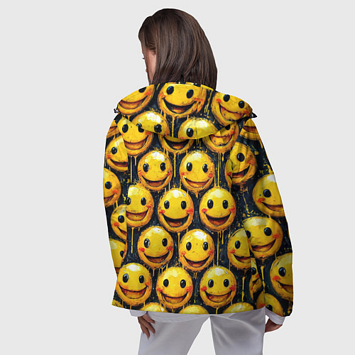 Женская ветровка Смайлы краской с потеками / 3D-Черный – фото 4