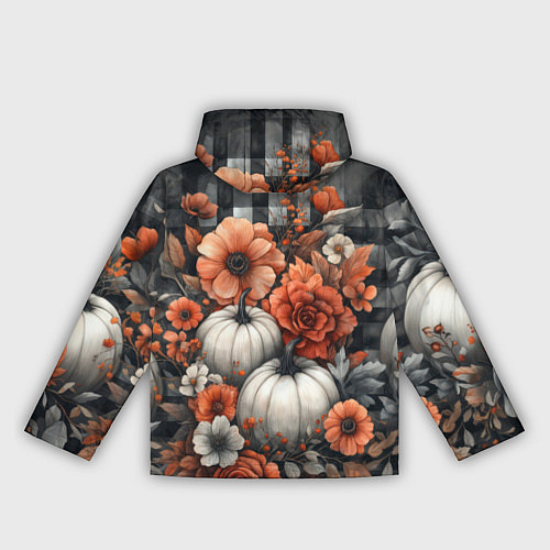 Женская ветровка Белые тыква с цветами / 3D-Белый – фото 2