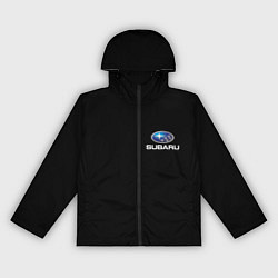 Ветровка с капюшоном женская Subaru logo auto, цвет: 3D-черный