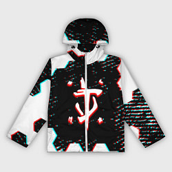 Ветровка с капюшоном женская Doom hexagon glitch color, цвет: 3D-белый
