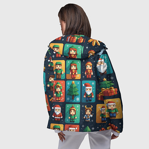 Женская ветровка Minecraft с новогодний паттерн / 3D-Черный – фото 4