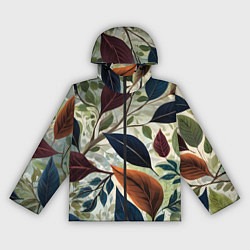 Ветровка с капюшоном женская Листья искусство, цвет: 3D-черный