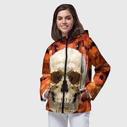 Ветровка с капюшоном женская Смеющийся череп паттерн, цвет: 3D-черный — фото 2