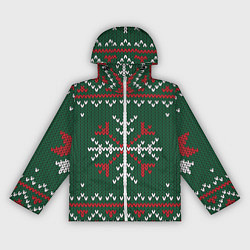 Ветровка с капюшоном женская Knitted Snowflake Pattern, цвет: 3D-белый