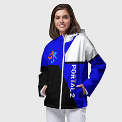 Ветровка с капюшоном женская Portal geometry steel game, цвет: 3D-белый — фото 2