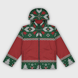 Ветровка с капюшоном женская Knitted Christmas Pattern, цвет: 3D-черный