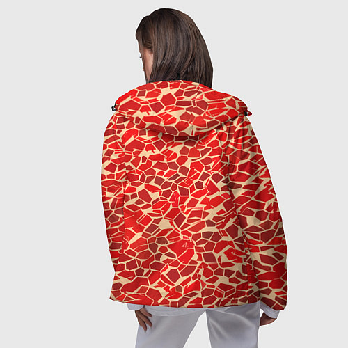 Женская ветровка Красные плитки на кремовом фоне / 3D-Черный – фото 4