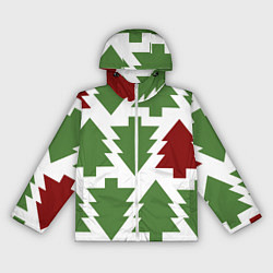 Ветровка с капюшоном женская Елочный новый год, цвет: 3D-белый