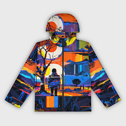 Ветровка с капюшоном женская Ночная прогулка абстракция, цвет: 3D-черный