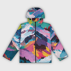 Ветровка с капюшоном женская Горы краски, цвет: 3D-черный