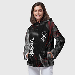 Ветровка с капюшоном женская Берсерк - пламя, цвет: 3D-черный — фото 2