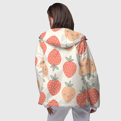 Женская ветровка Клубничный узор / 3D-Черный – фото 4